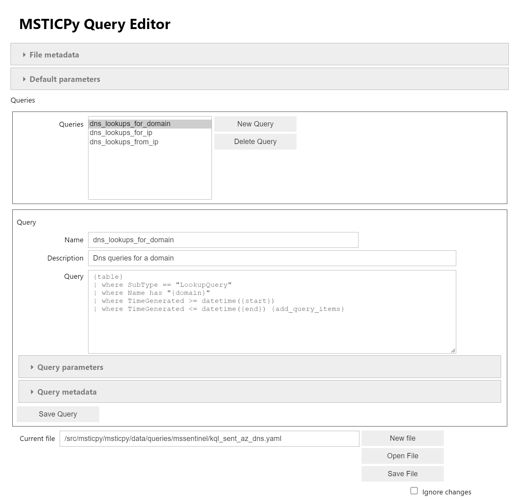Query Editor user interface