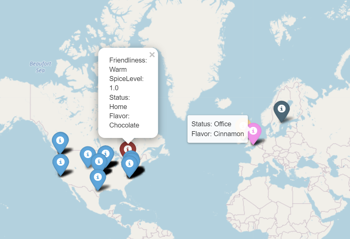 Folium interactive map showing tooltips and popup text.