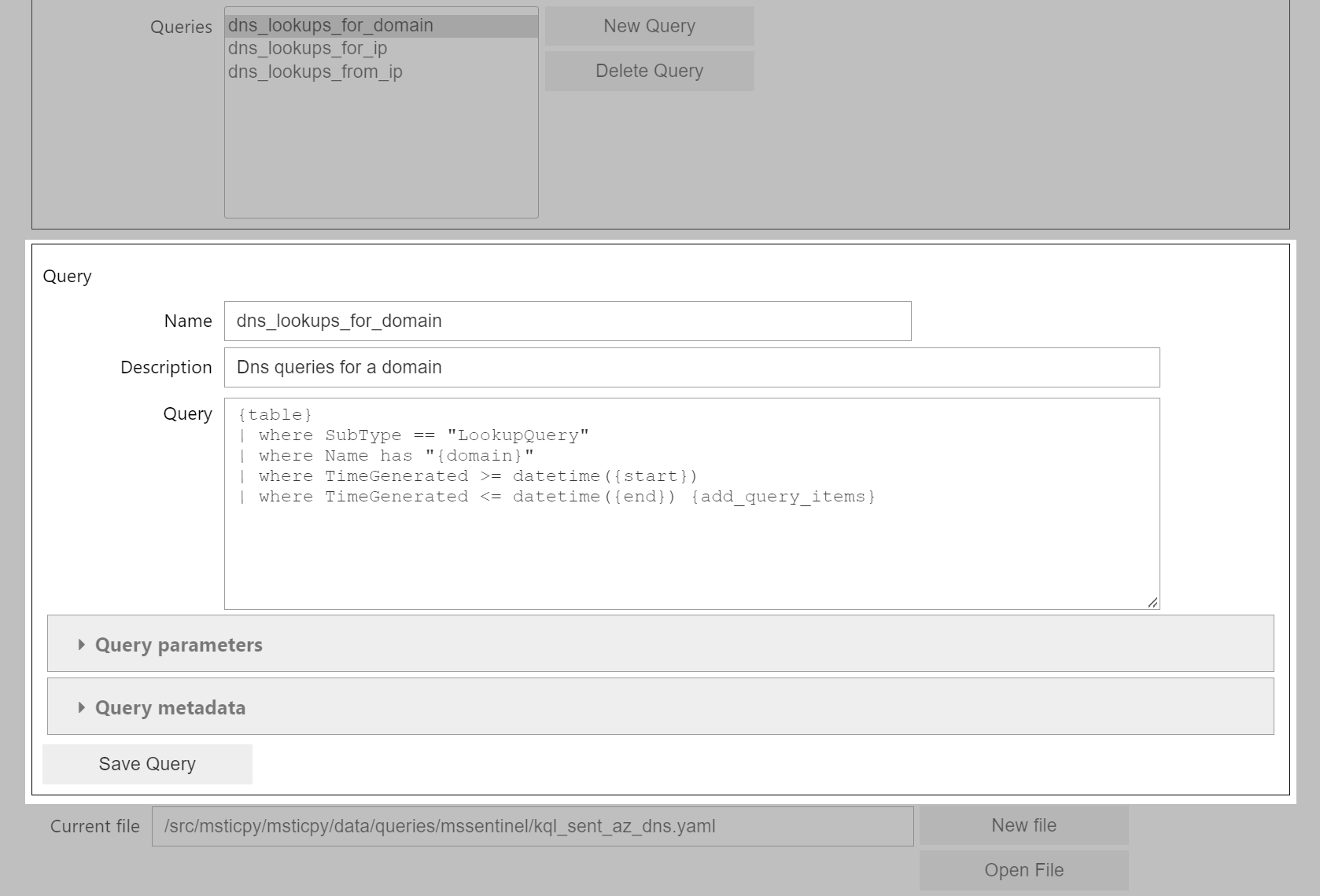 Query Editor query details