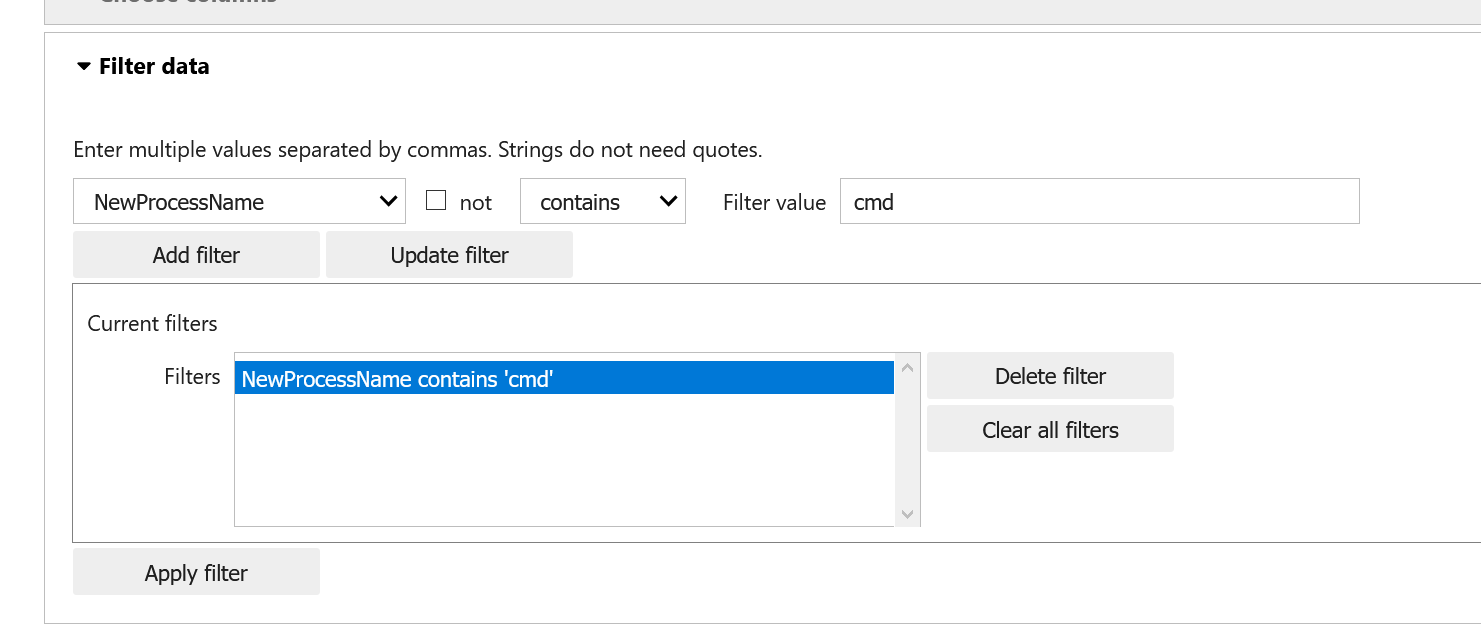 Add the filter expression to the Filters list or update an existing filter.