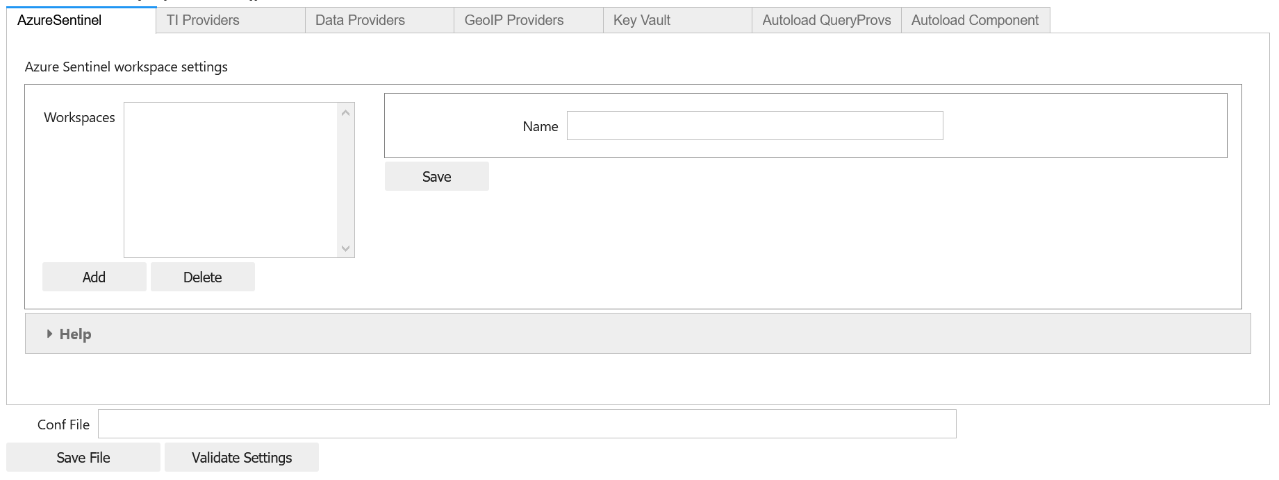 Configuration editor Interface.
