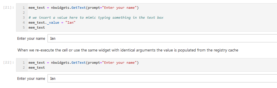 Get Text widget showing that the value in the text box has been restored from its previously-saved value.