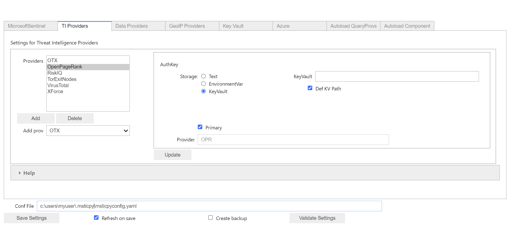 Threat Intel configuration editor